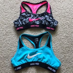 girls nike pro sports bras